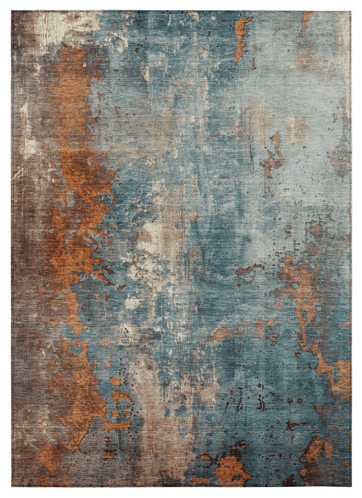 Machine Washable Indoor/Outdoor Chantille ACN1870 Teal 3' x 5' Rug