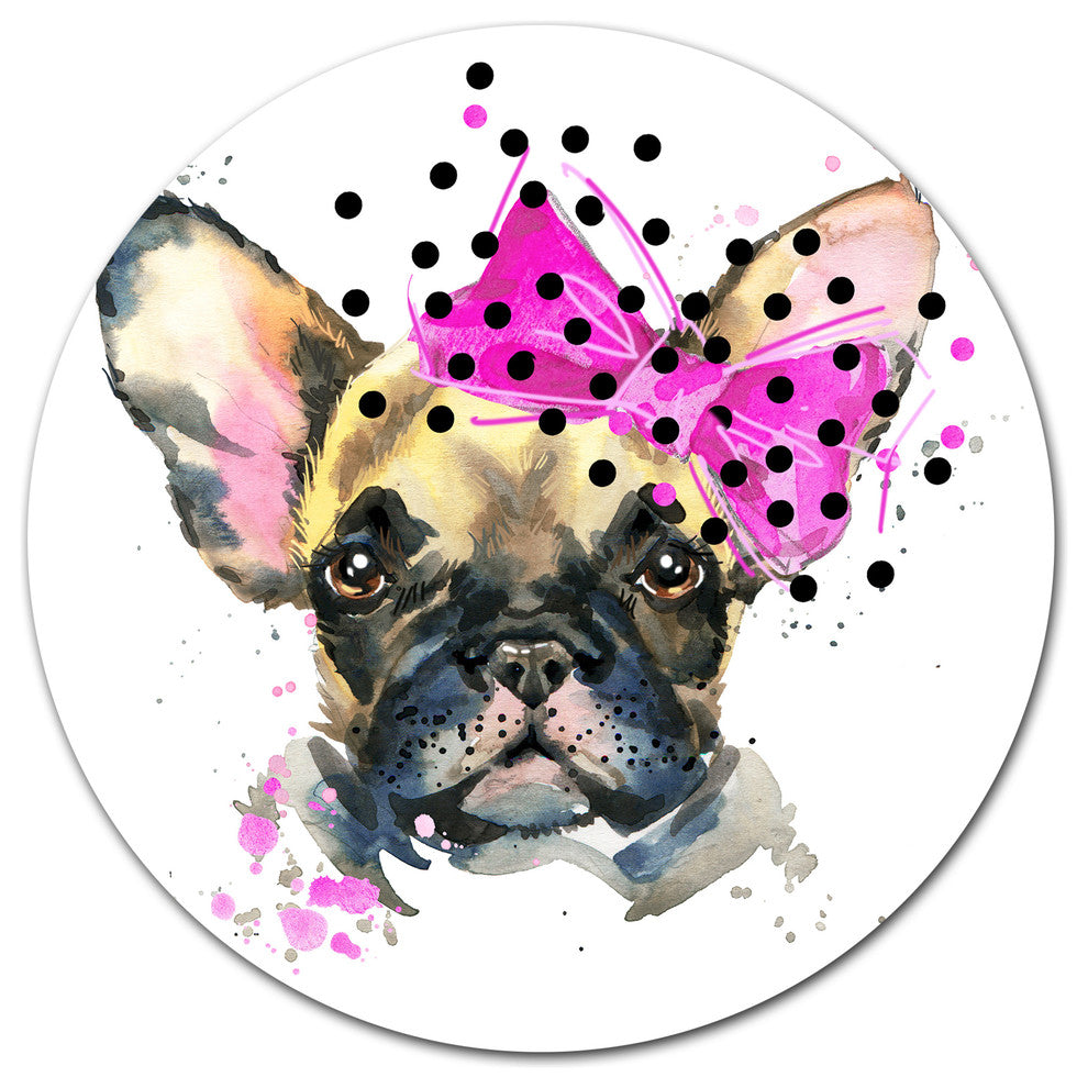 Fashionable French Bulldog, Animal Round Wall Art, 36"