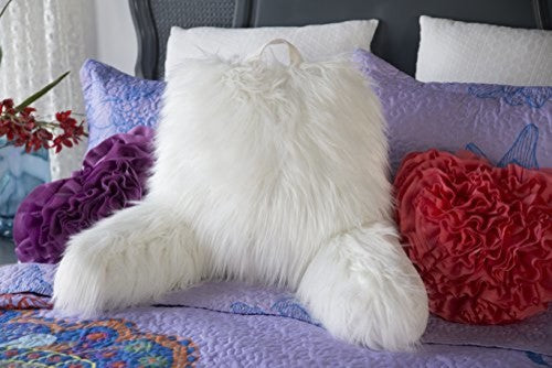 Faux Fur Reading Lounge Pillow, Mongolian White