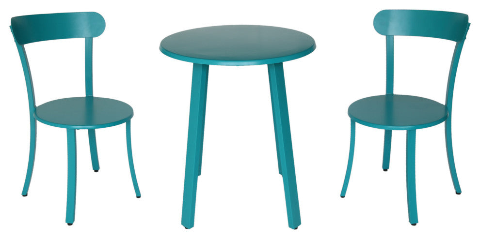 GDF Studio Kelly Outdoor Bistro Set, Matte Teal