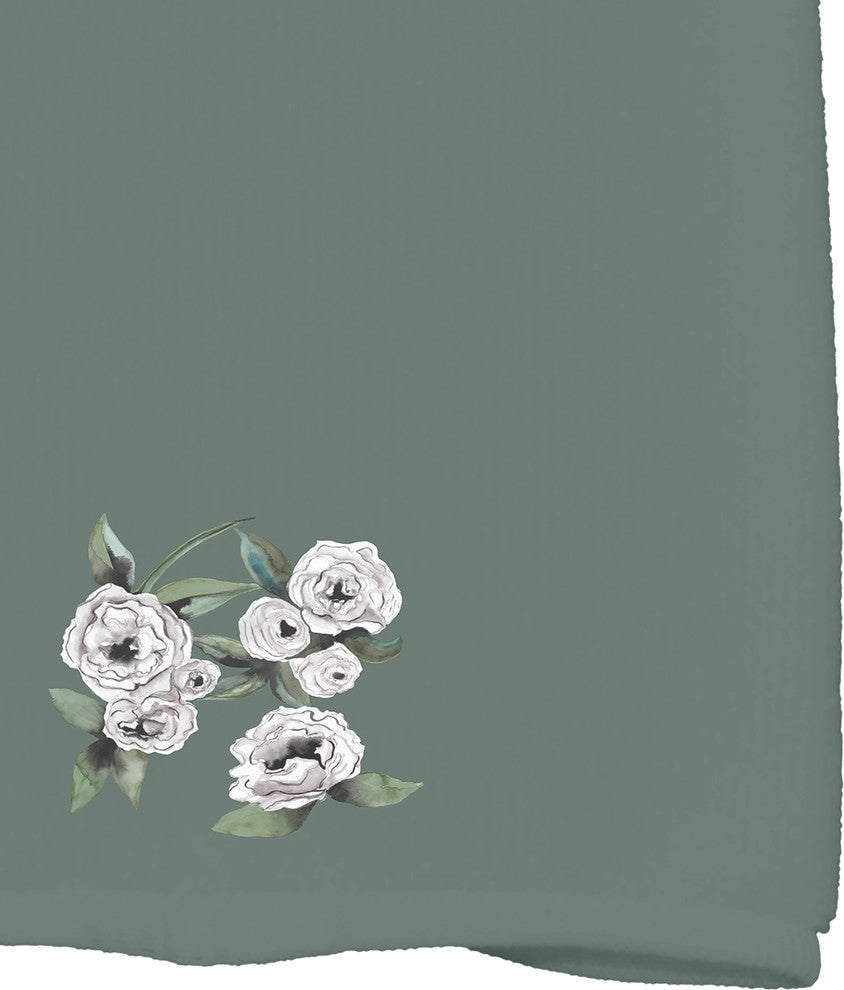 Radiant Rose 18"x30" Green Floral Print Kitchen Towel
