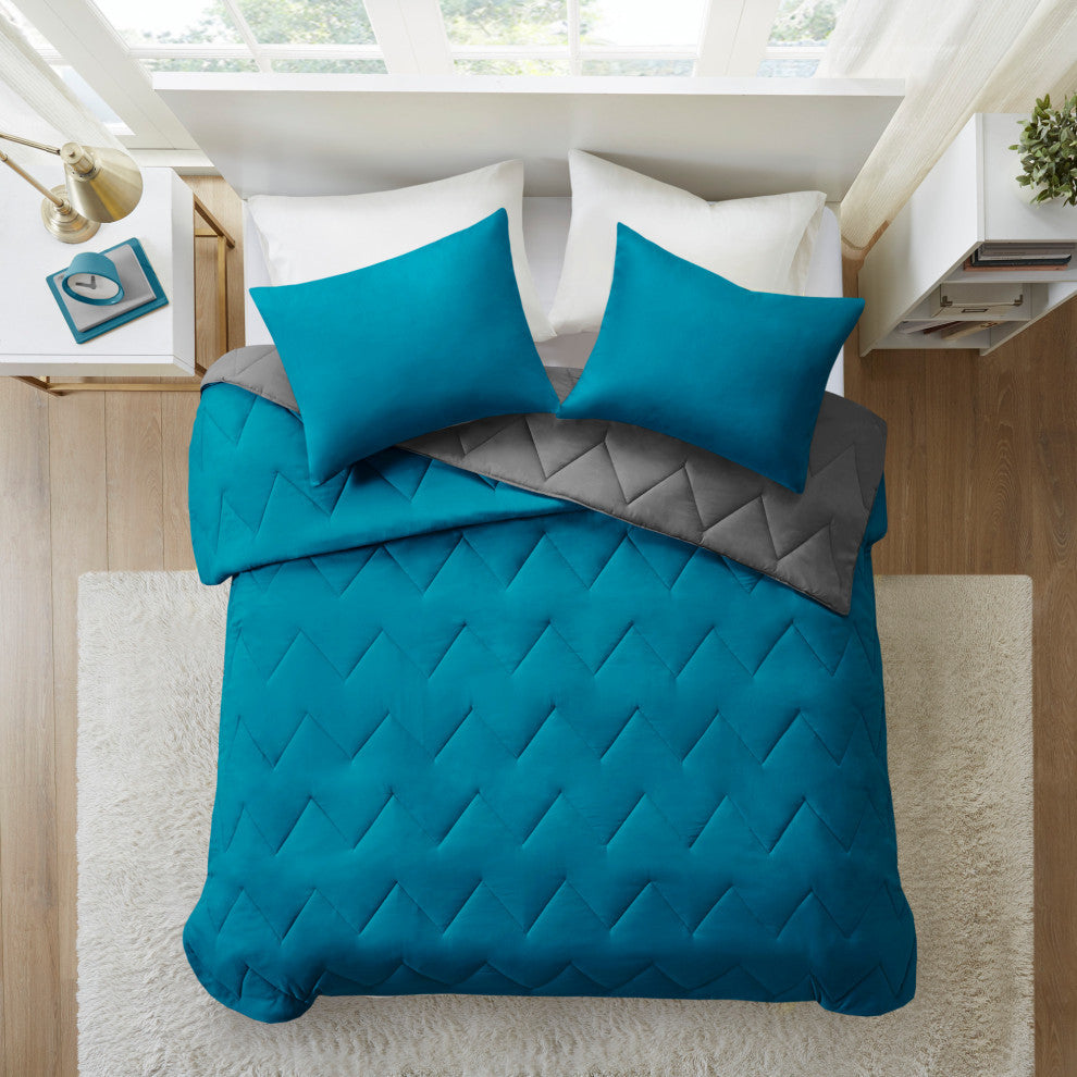 Intelligent Design Microfiber Solid Comforter Mini Set, Full/Queen