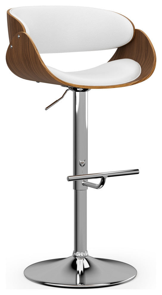 Amery Adjustable Swivel Bar Stool, White