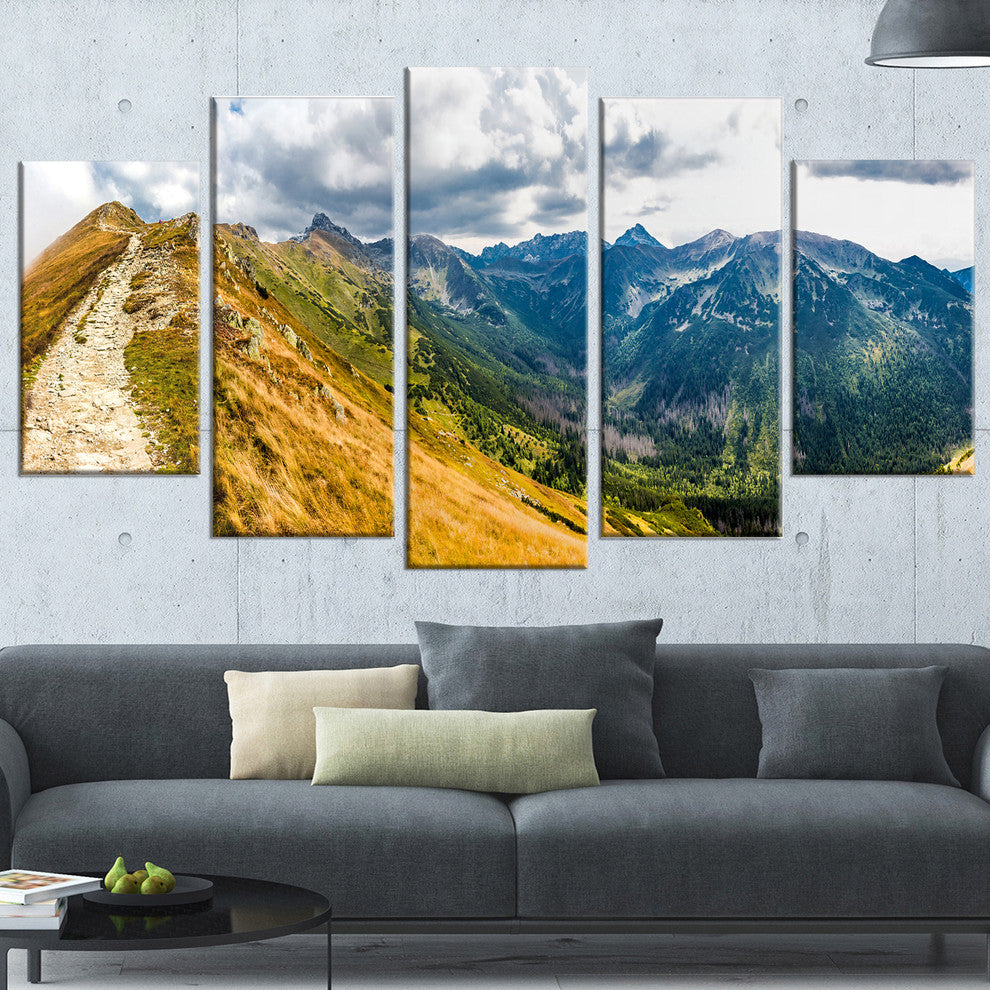 "Low Tatras Hike Panorama" Landscape Wall Art Canvas Print, 5 Panels, 60"x32"
