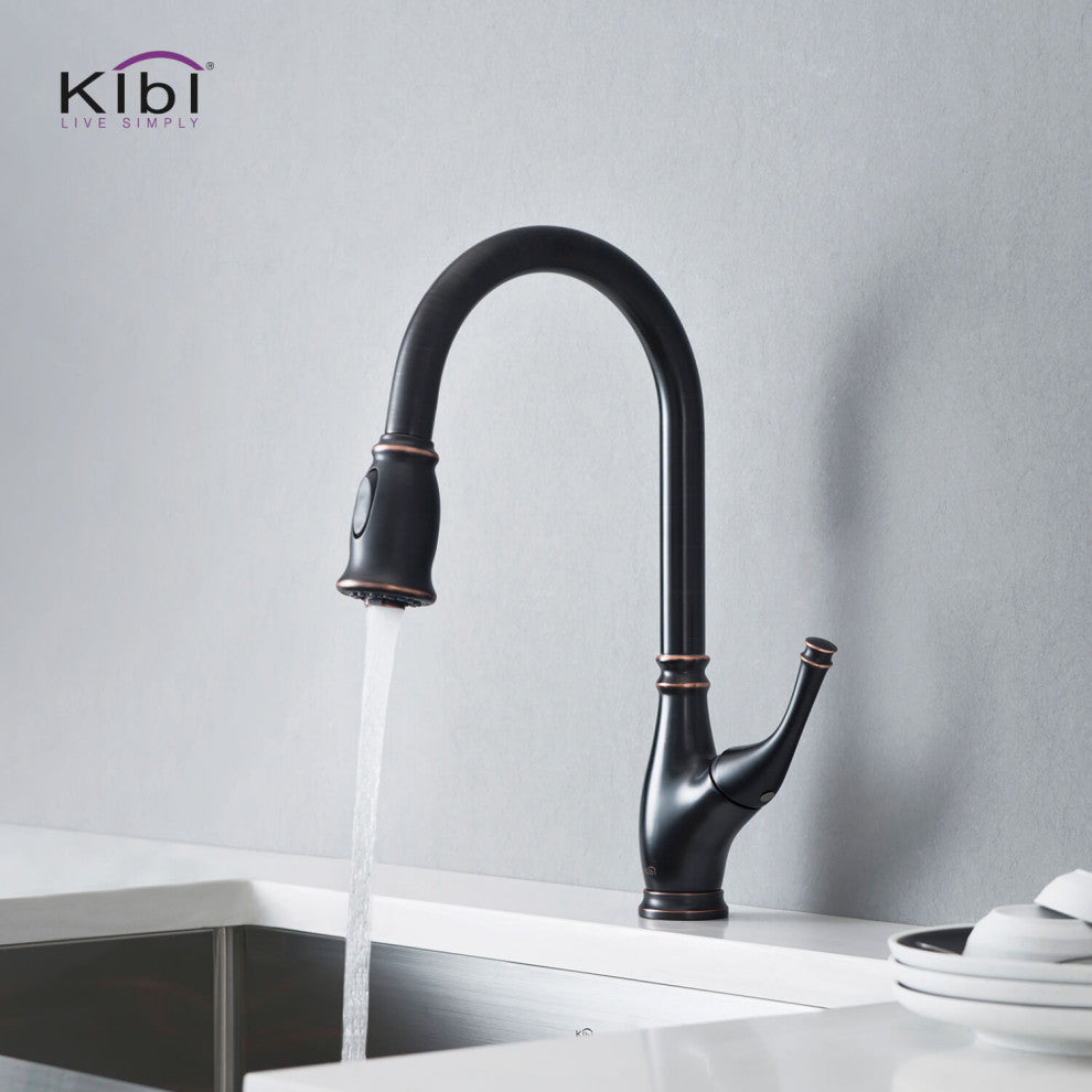 Summit Single Handle Pull Down Kitchen Faucet, Oil Rubbed Bronze, W/ Soap Dispen