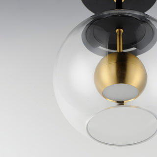 ET2 E25150 Nucleus 7"W LED Semi-Flush Globe Ceiling Fixture - Black / Natural