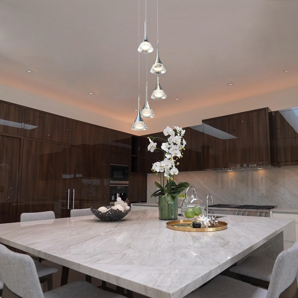 Amalfi 5-Light ETL Certified Integrated LED Chandelier Light, Polished Chrome