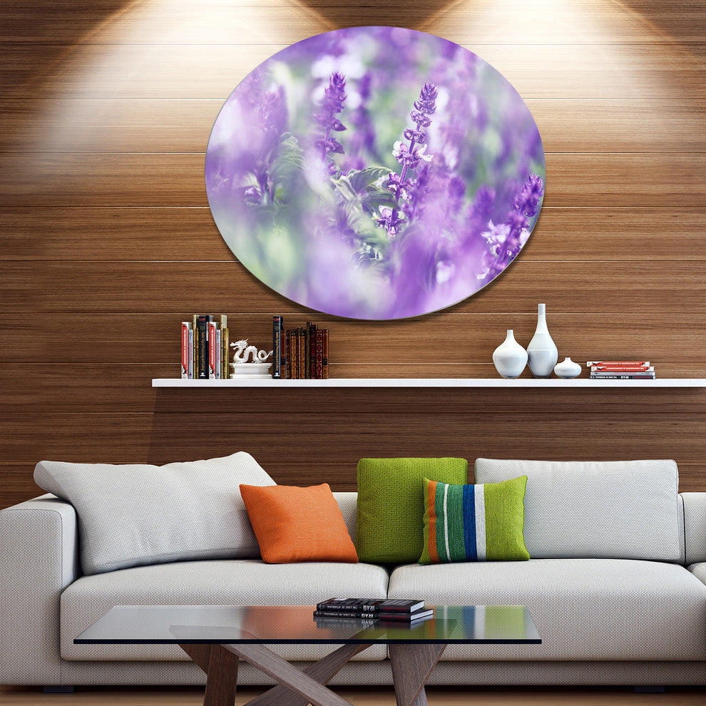 Beautiful Purple Mint Flowers, Flower Large Disc Metal Wall Art, 23"
