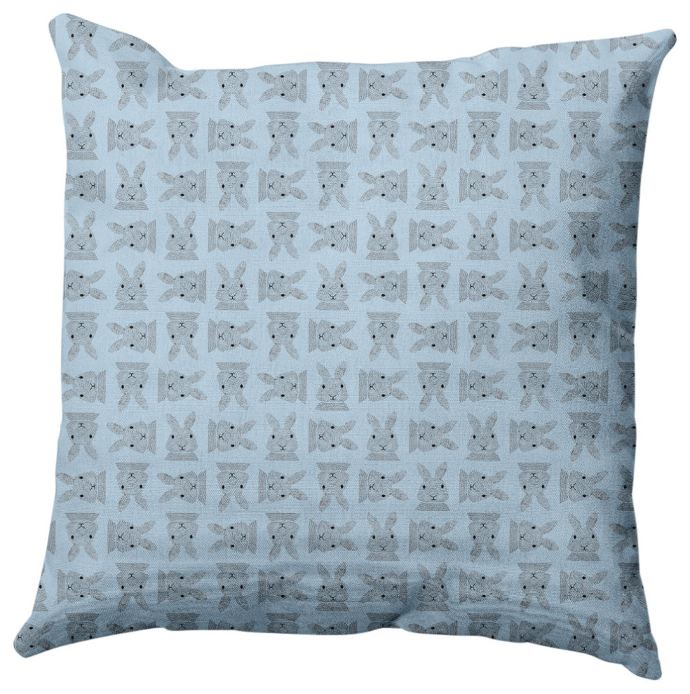 Criss Cross Bunnies Easter Decorative Throw Pillow, After Rain Blue, 20x20"
