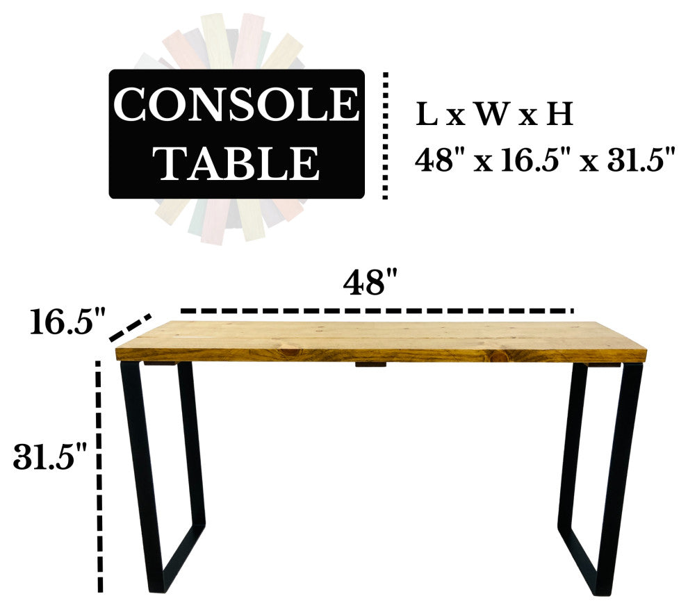 Barn Walls Bedroom Console Table Accent Table, Handcrafted, Golden Brown, 48" Length