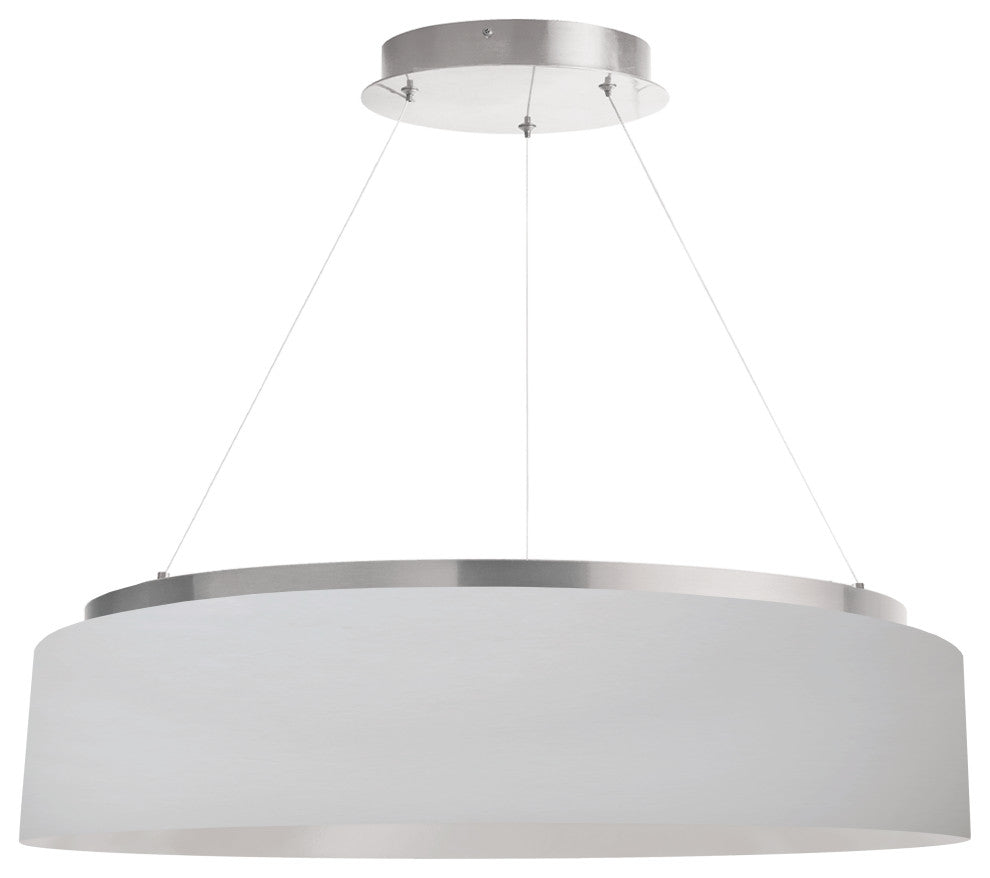 Circulo Modern 1 Light White Silver Fabric Chandelier