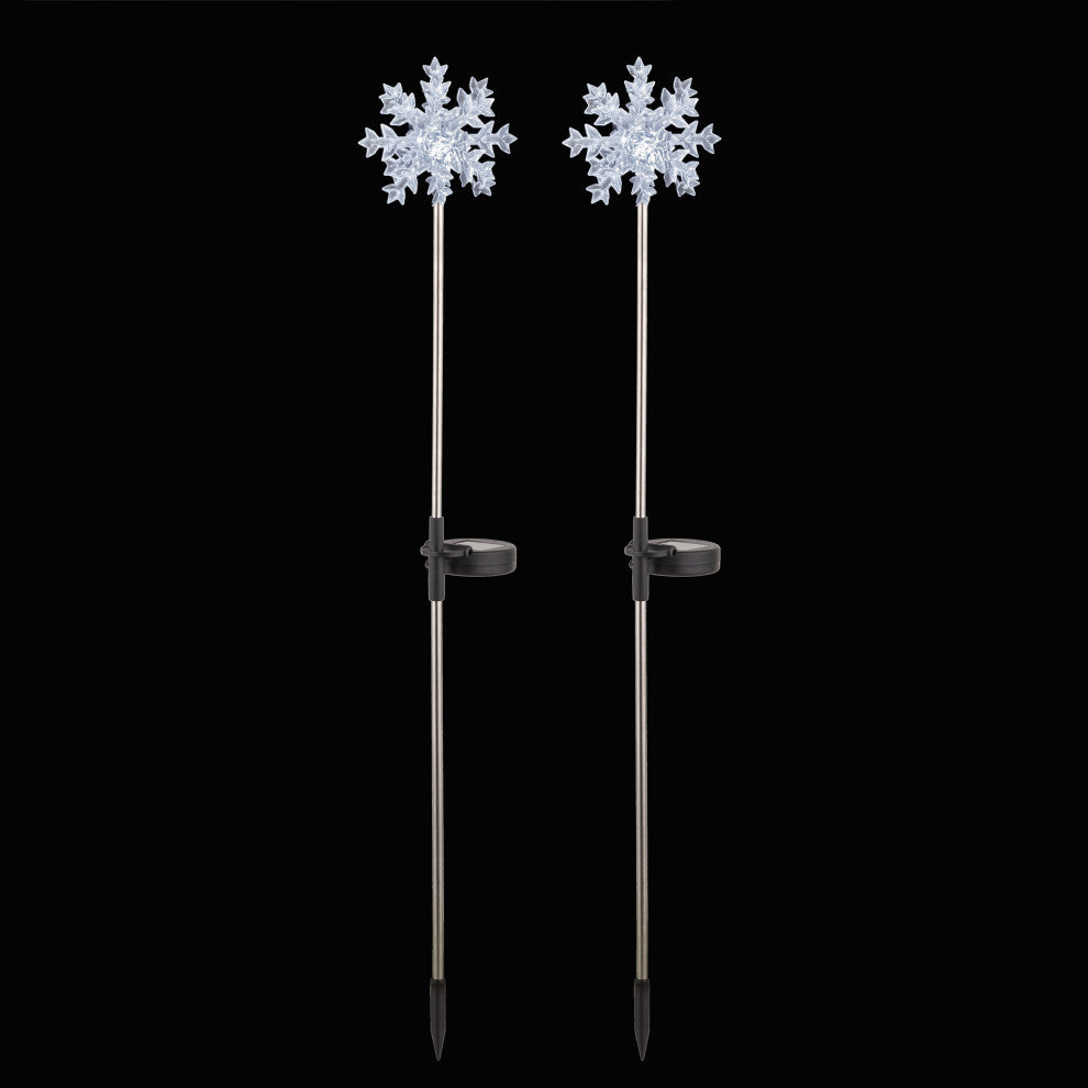 33"H Outdoor Solar 3D Snowflake Garden Lawn Stakes with LED Lights (Set of 2)