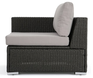 GDF Studio Tammy Rosa Outdoor 5 Seat Wicker Sectional Sofa Set, Gray/Silver