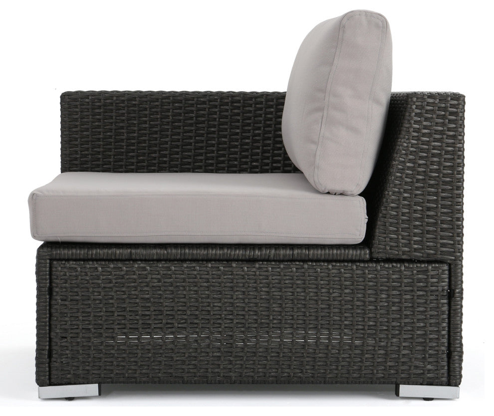 GDF Studio Tammy Rosa Outdoor 5 Seat Wicker Sectional Sofa Set, Gray/Silver