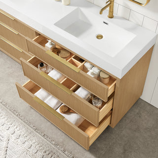 Hohhot Bath Vanity, Stone Sink Top No Mirror, Washed Ash Gray, 72", Double Vanity