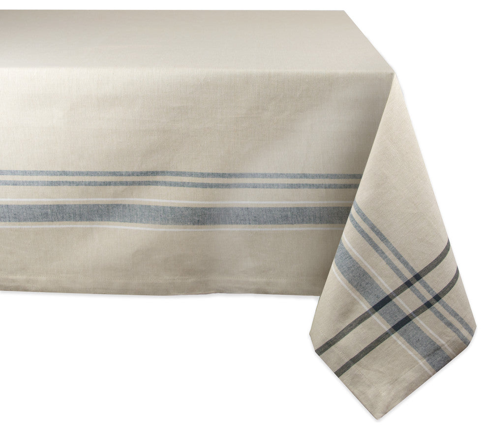 DII Black French Stripe Tablecloth 60"x84"