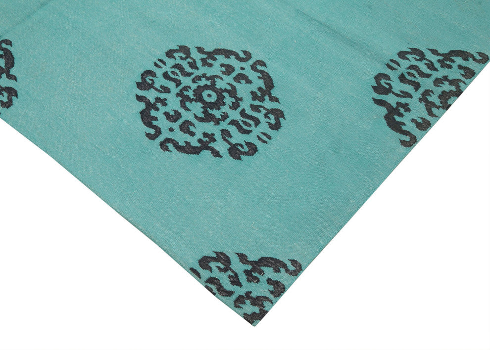 Rug N Carpet - Handmade Wool 5' 10'' x 8' 9'' Modern Design Dhurrie Kilim Rug