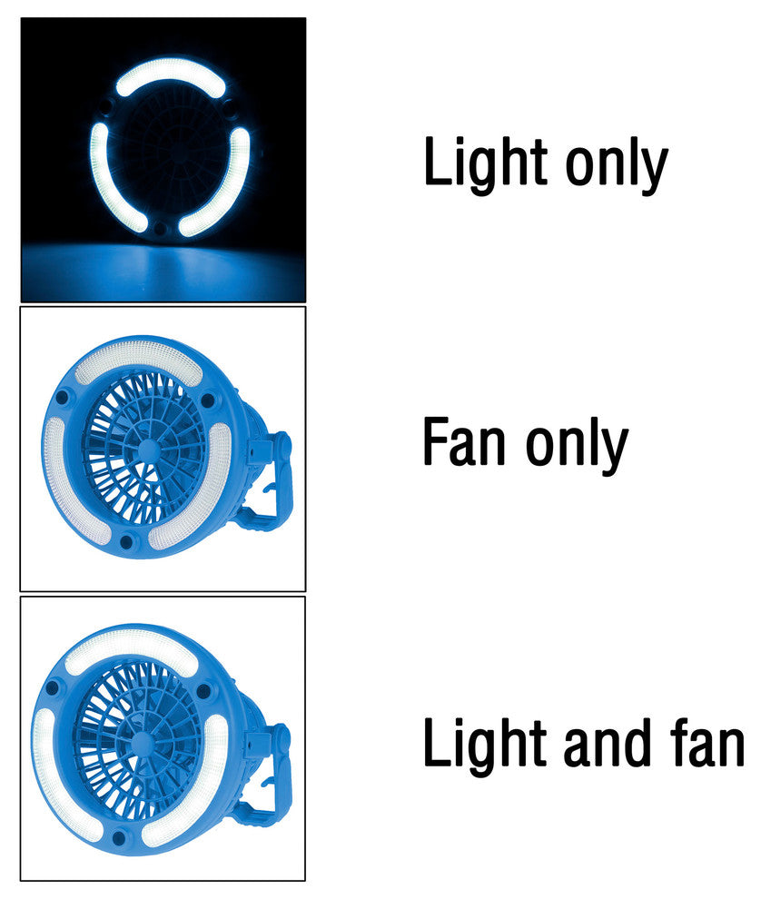 Wakeman 2-in-1 Portable Camping Lantern With Ceiling Fan, 18 LED Light, Blue