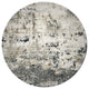 HomeRoots 8' Ivory Teal Machine Woven Abstract Round Indoor Area Rug