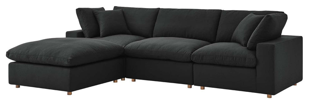 Modular Sectional Deep Sofa Set, Black, Fabric, Modern, Lounge Cafe Hospitality