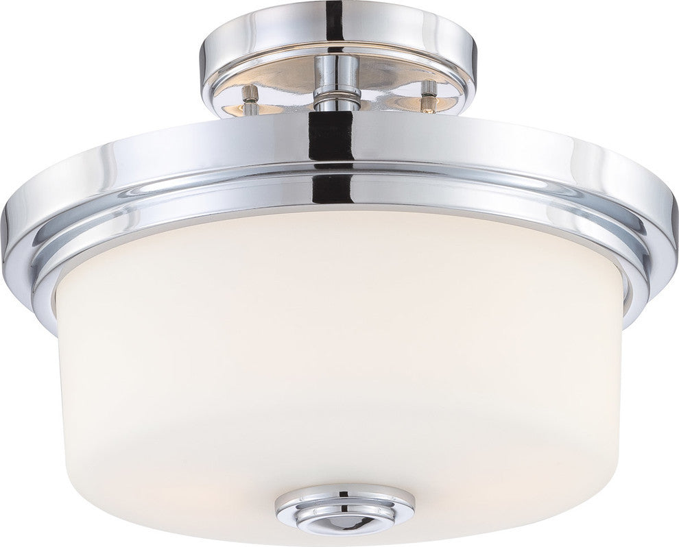 Contemporary Soho 2-Light Semi-Flush, Polished Chrome Finish