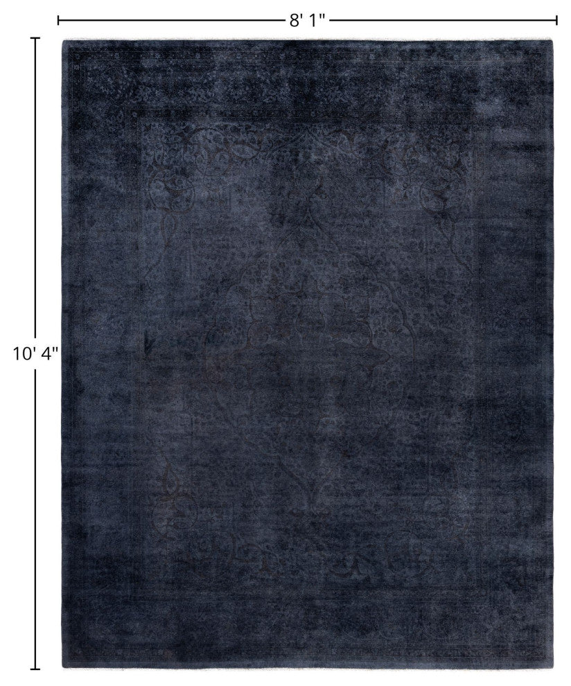Overdyed One-of-a-Kind Hand-Knotted Area Rug Black, 8' 1" x 10' 4"