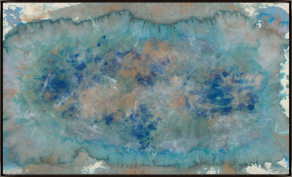40x24 Sky Blue Spread, Framed Artwork, Espresso