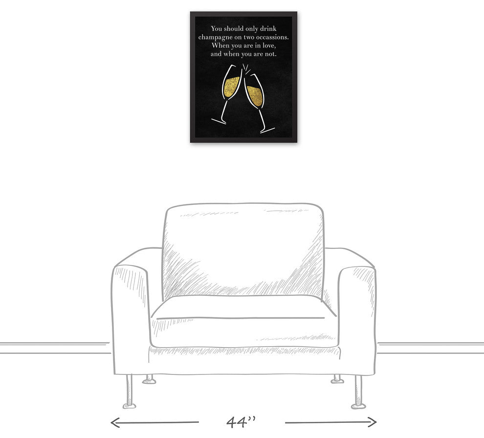 Drink Champagne on Two Occasions Framed Canvas Wall Art, 16"x20"