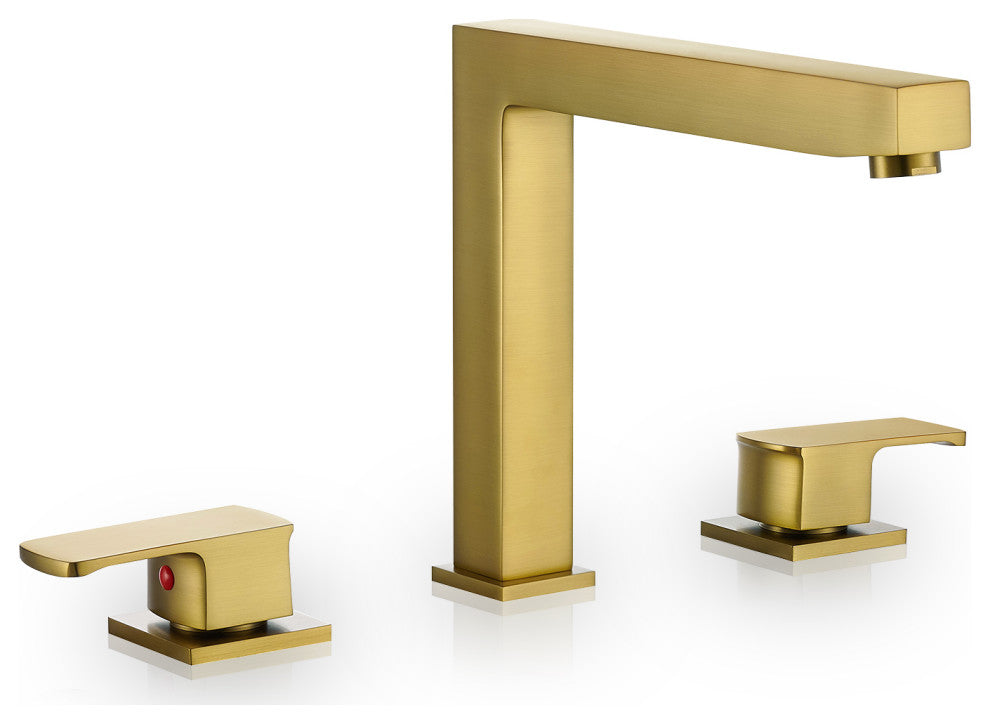 Calden Deck-Mount 8" Widespread Roman Tub Faucet, Brushed Gold