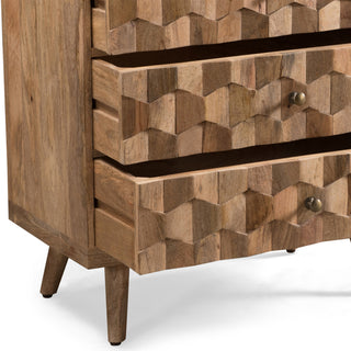 Close-up of textured drawer fronts on white background.