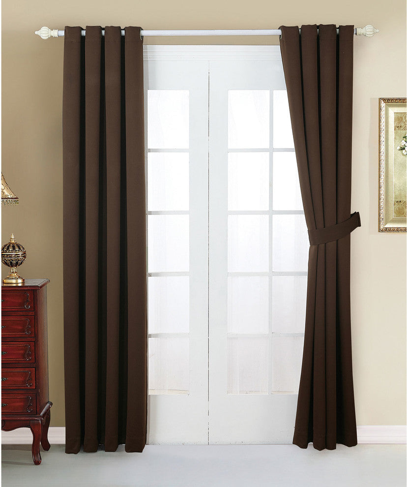 Serenta Black Out Curtains 4 Piece Sets, Chocolate, 54" X 63"
