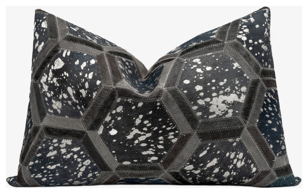 Canvello Cowhide Leather Throw Pillow Cover With Insert, 16"x24"