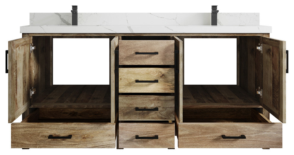 Malibu Mango 72 Double Sink Bath Vanity in Natural 2" Calacatta Laza