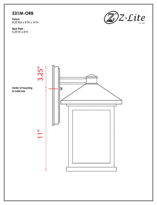 Z-Lite Portland 1 Light Outdoor Wall Light, Oil Rubbed Bronze