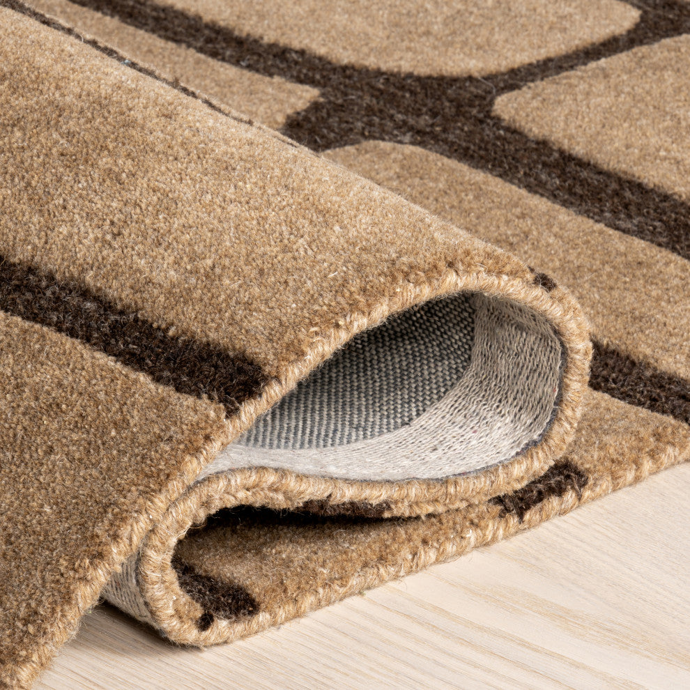 Parsa Striped Wool Area Rug, Brown 10'x14'