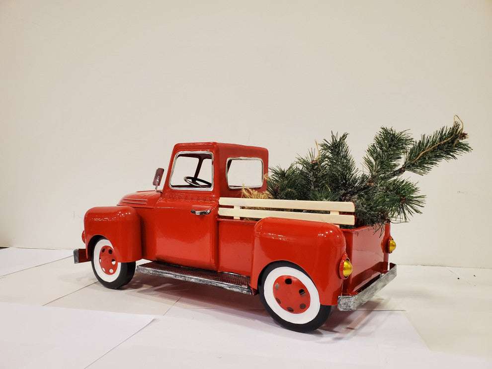 18" Red Metal Truck Decoration