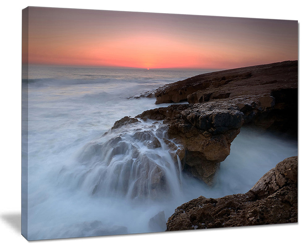 "White Waters At The Bridge of Hell" Contemporary Seascape Art Canvas, 20"x12"