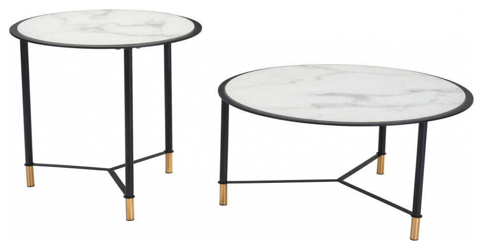 Set of 2 Davis Coffee Tables Black and White