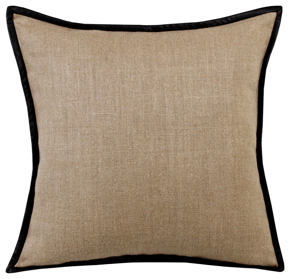 Estate Hand-Woven Black Farmhouse Linen Throw Pillow