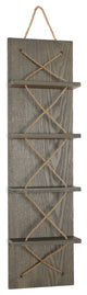 Positano Nautical Rope 4 Bottle Vertical Wall Mounted Wood Wine Rack Rustic Gray