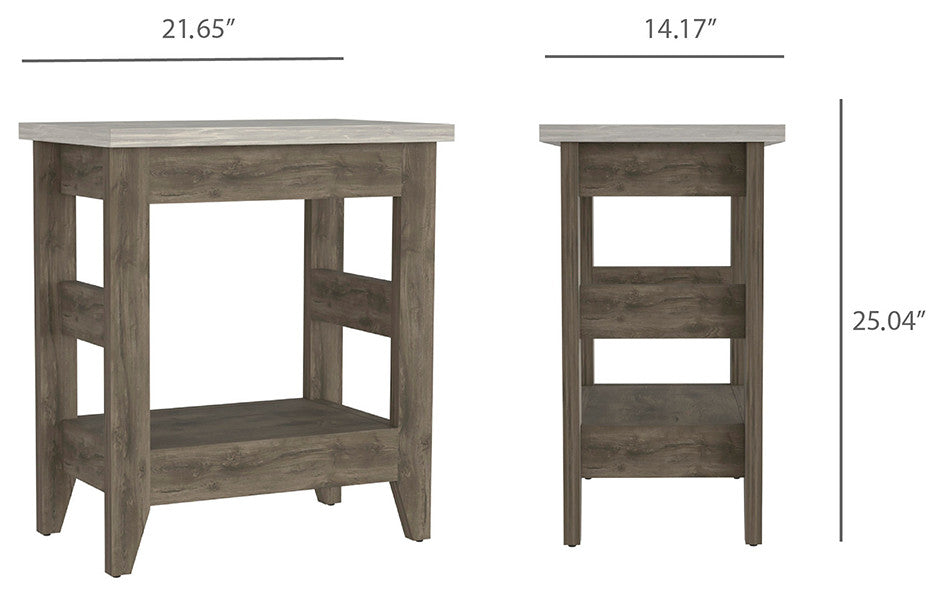 Paulson Rustic Side Table Onyx Top by RST Brands, Brown/White