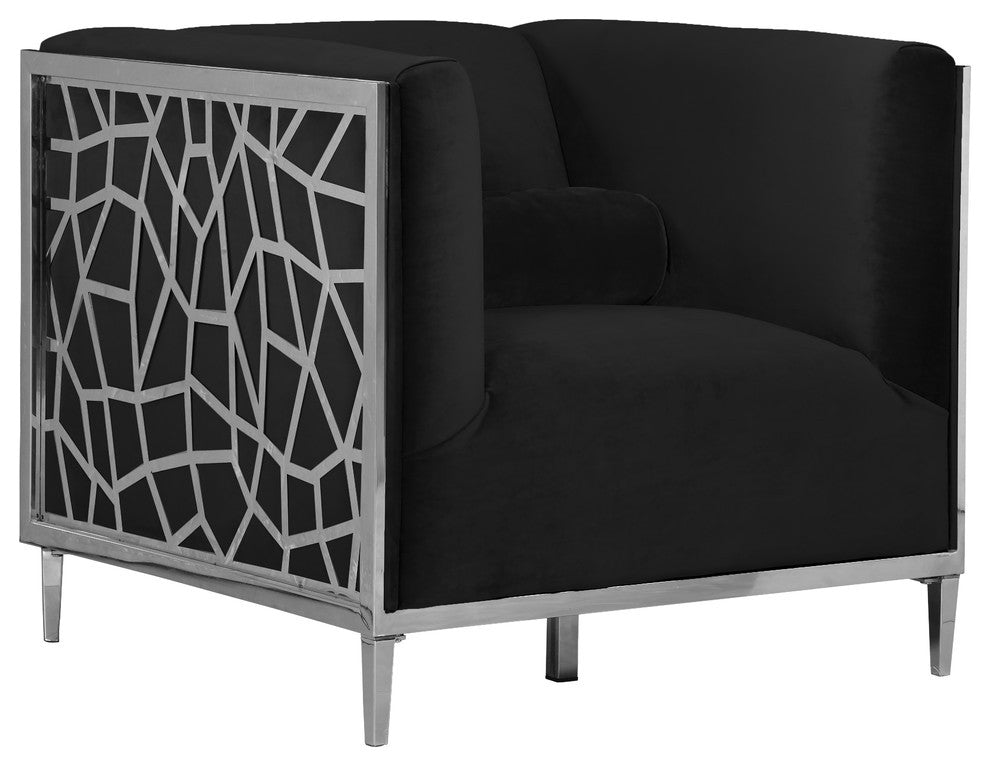 Opal Velvet Upholstered Chair, Black