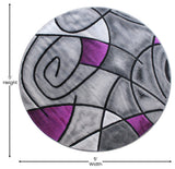 Jubilee Collection Modern Abstract Pattern Area Rug, Purple, 5' X 5'