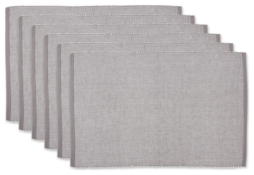 Dii Gray and White 2-Tone Ribbed Placemat, Set of 6