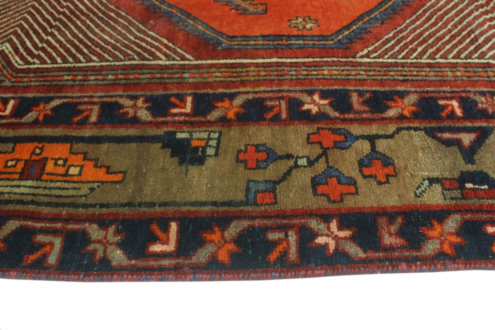 Fine Vintage Distressed Elaine Red/Ivory Runner, 4'4x13'0
