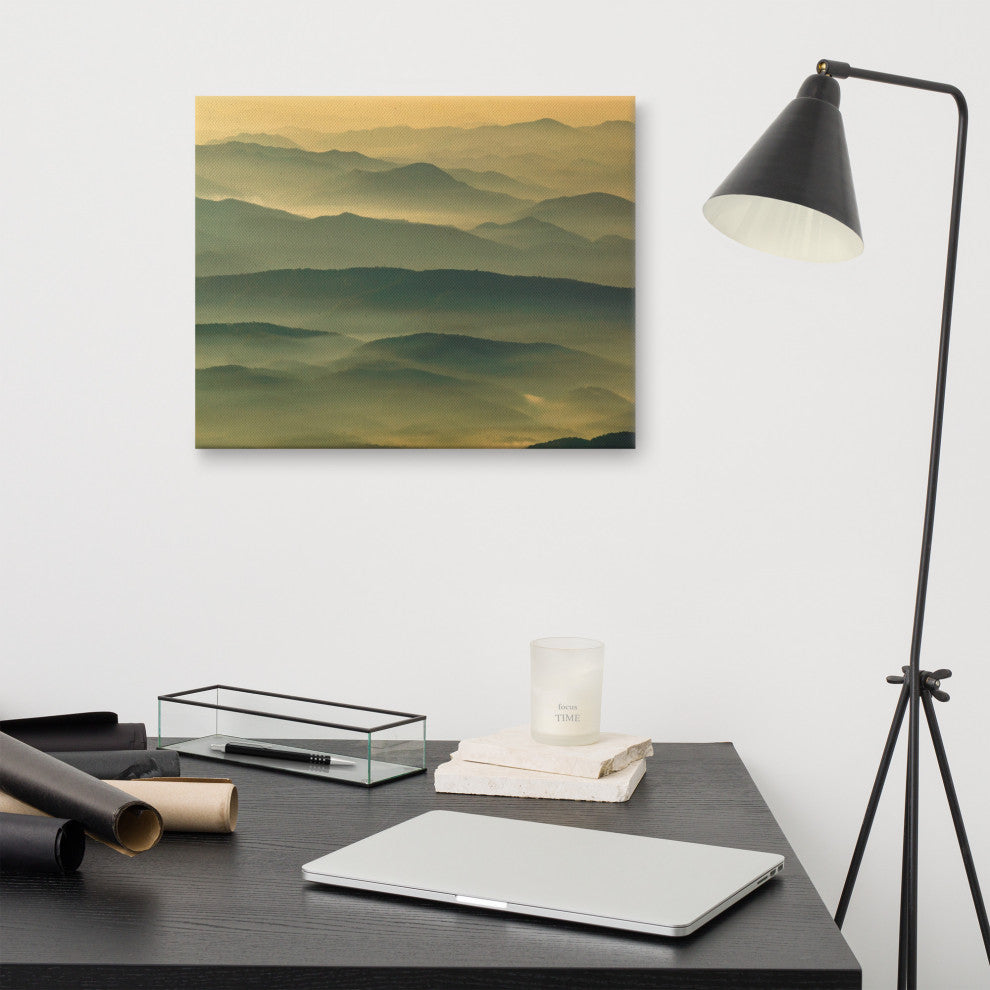 Foggy Mountain Layers at Sunset Landscape Photo Canvas Prints, 16" X 20"
