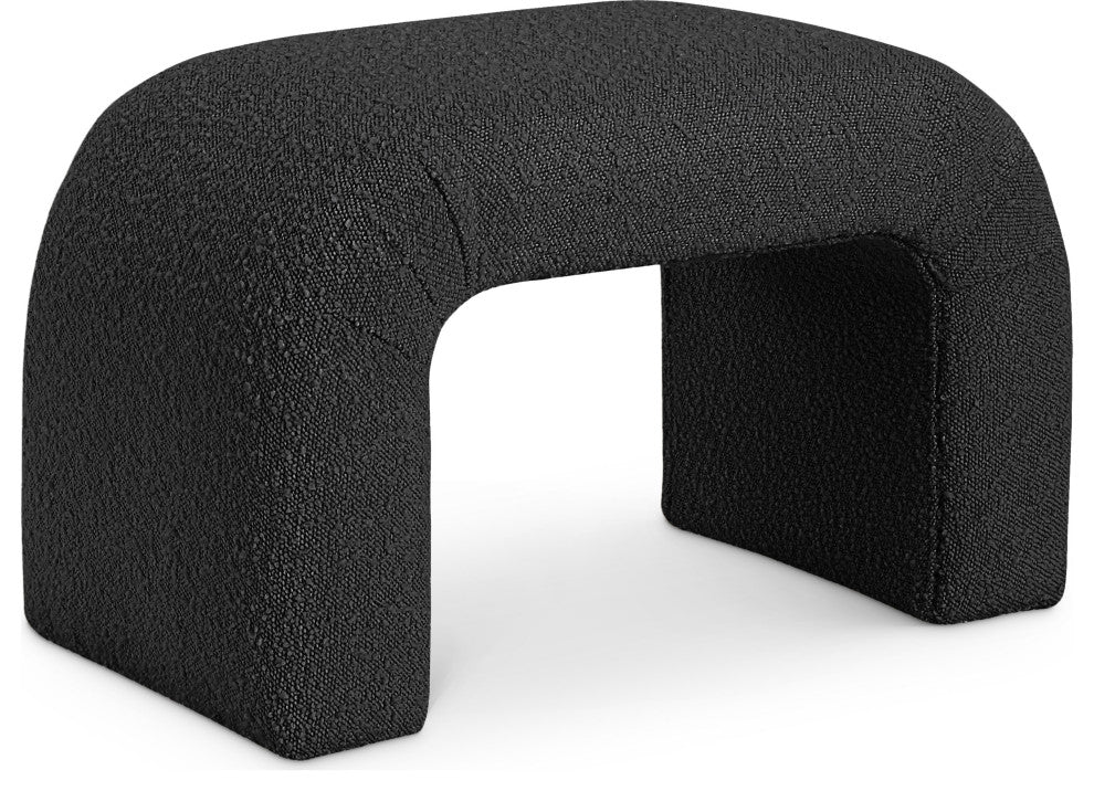 Niagara Boucle Fabric Upholstered Bench, Black, 28" Wide