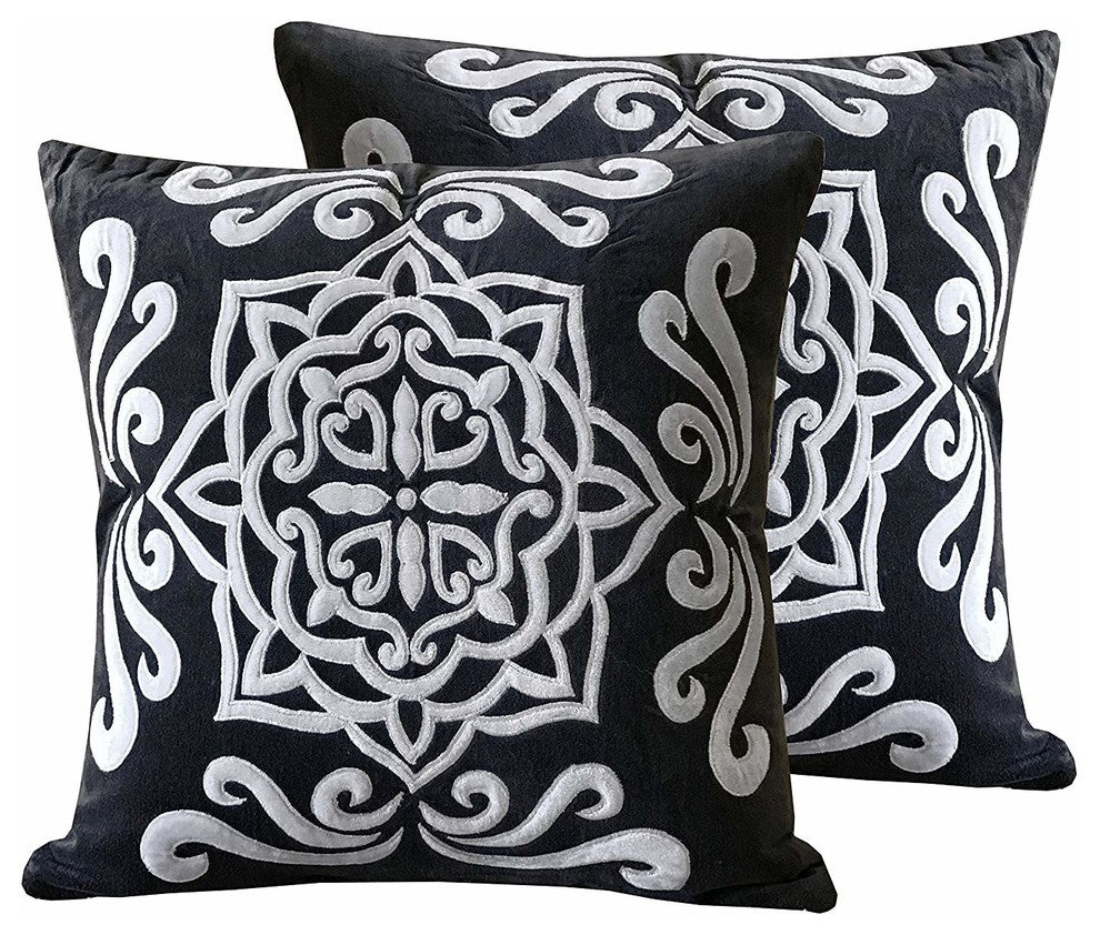 Sienna 18" Decorative Pillow Cushion Cover, Luxe Velvet in Dark Charcoal Gray
