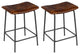 Saddle Tufted 24" Counter Stools Set of 2, Darkbrown-Faux Leather