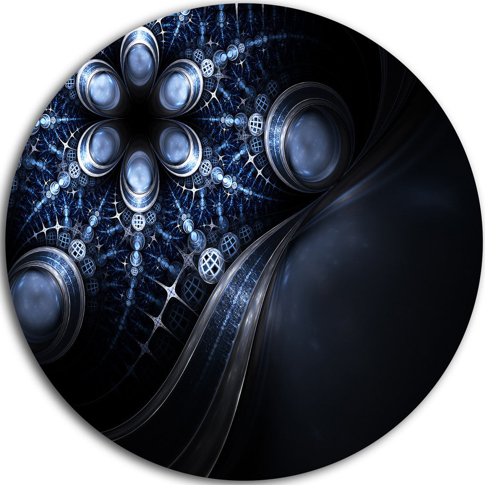 Glittering Curvy Stylish Fractal Flower, Floral Disc Metal Artwork, 23"